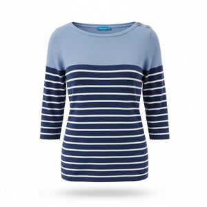 J. McLaughlin Blue and White Striped Top